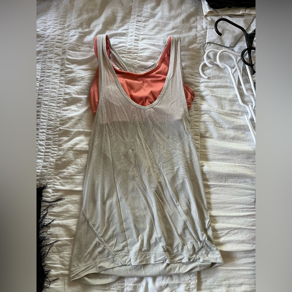 Athleta White and Coral Workout Tank